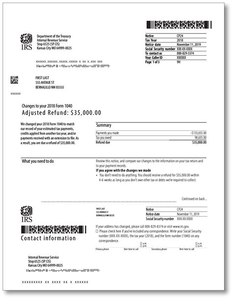 Irs adjusted refund letter cp24